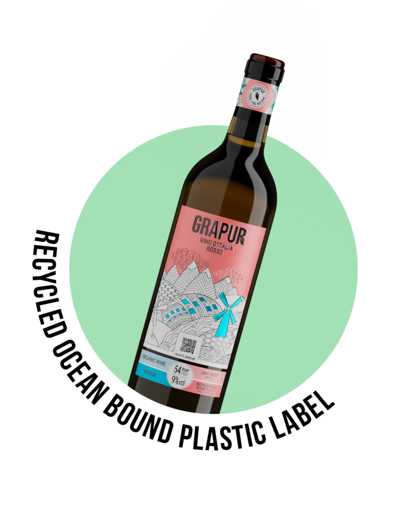 etichetta prodotta da plastica riciclata dagli oceani